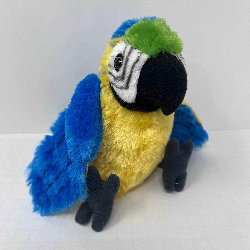 Wild Republic Macaw Parrot 6 inch‎ Blue Yellow Green Realistic Bird Plush Toy